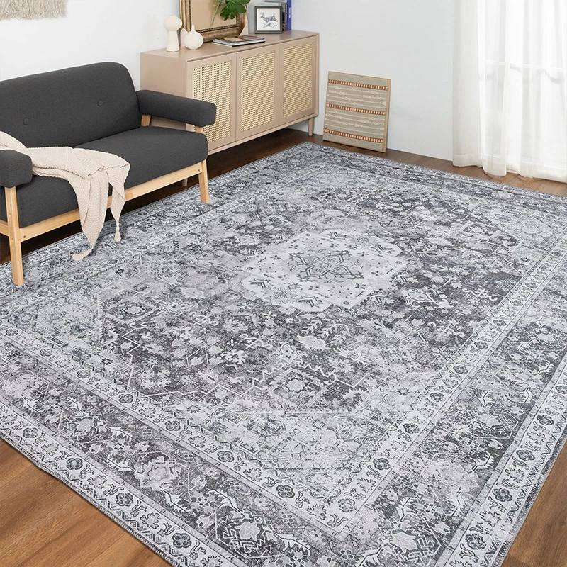Factory large size anti slip persian rug sofa living room bedside polyester machine washable area rug floor mats