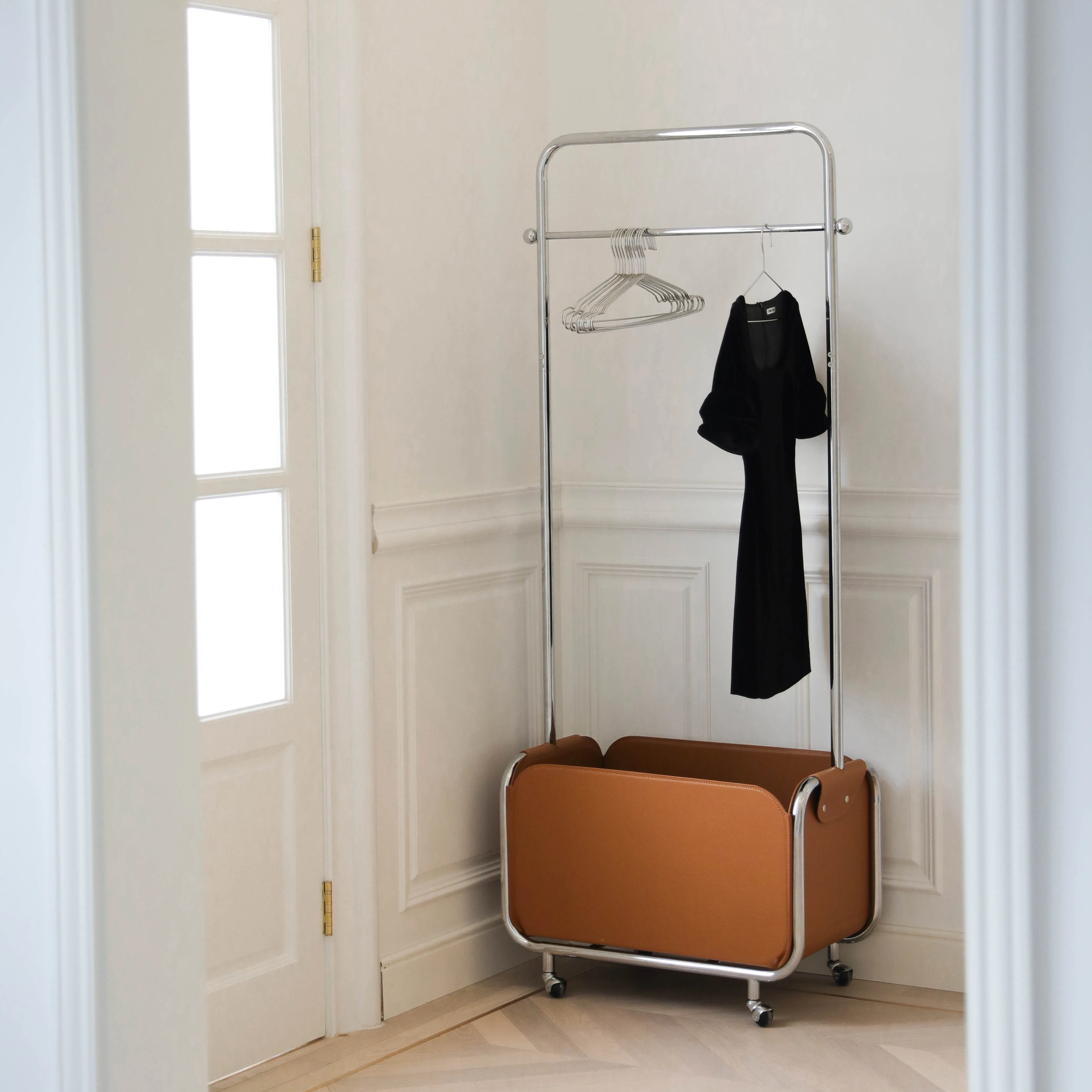 Kainice portable garments leather storage baskets bins clothes coat hanger standing space saving iron coat rack stand