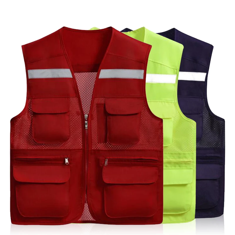 Hot sale 160g Construction Reflective Traffic Road waistcoat Safety Vest with Pocket logo work