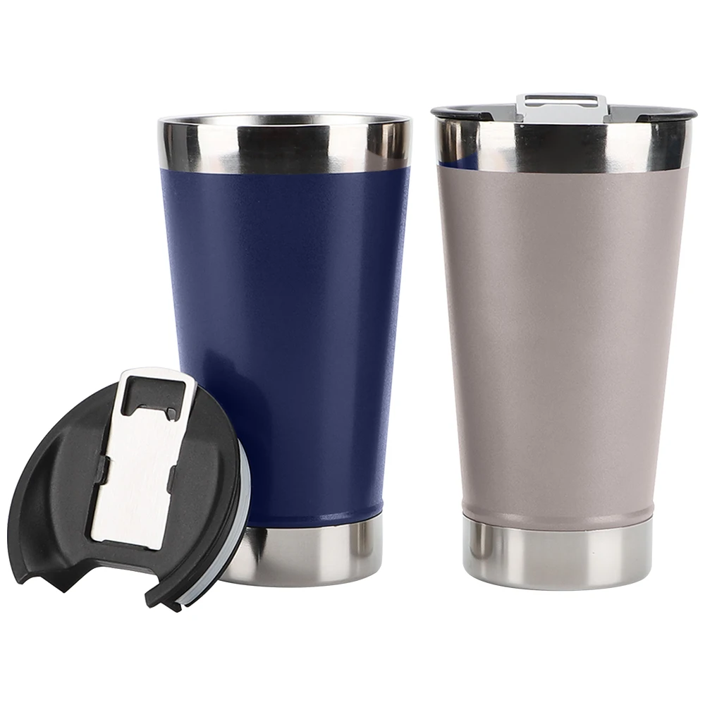 Wholesale Custom Logo Double Wall Stainless Steel Wine Tumbler Beer Mug with Lid