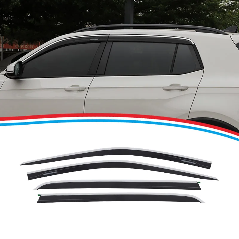 car accessories  vent shield chrome wind deflectors window visor car sun  door visor  For Volkswagen T-CROSS  2020-on