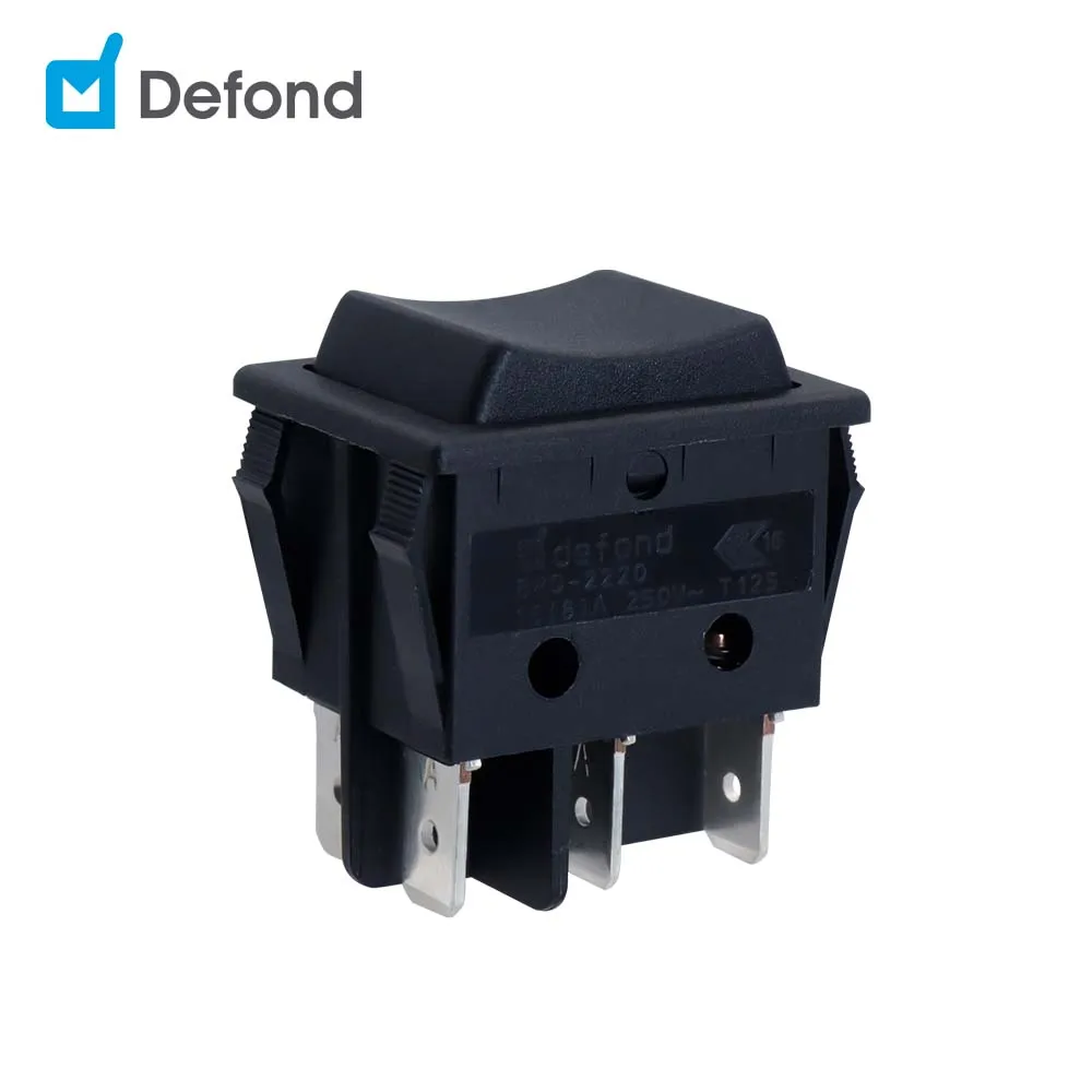 High temperature resistance rocker switches 6pin 125Vac 250Vac 20A 10A 16(8)A BRQ-2220-Y-BBA31-09 T125 DPDT rocker switch