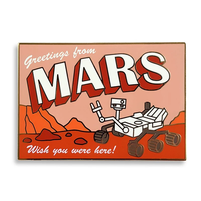 Mars Rover Postcard gold-colored brass plating Enamel Lapel Pin