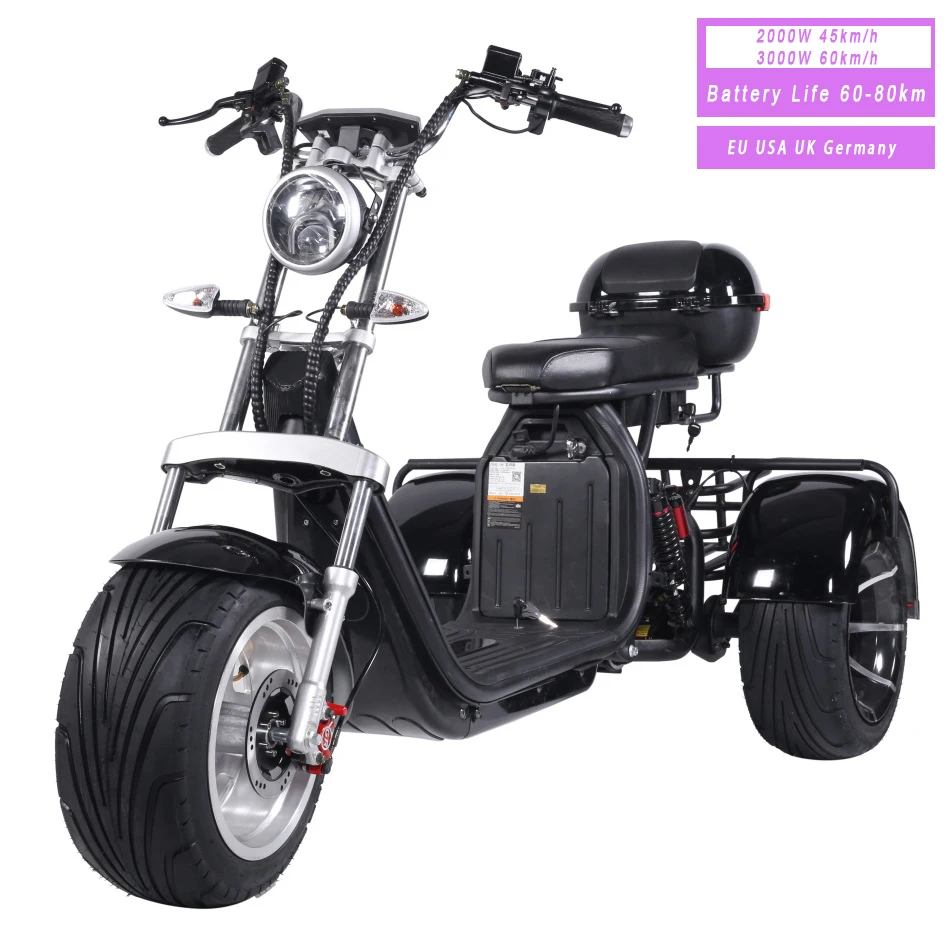 Hot Sale Warehouse EEC COC Adult Three Wheel Citycoco Golf Cart 60V 20Ah 2000W Tricycle 3 Wheel Citycoco electric Tricycle