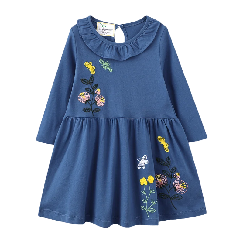 Trending 2022 Birthday Casual Style Full Sleeves Tulle Embroidered Mint Green Pretty Dresses For Girls