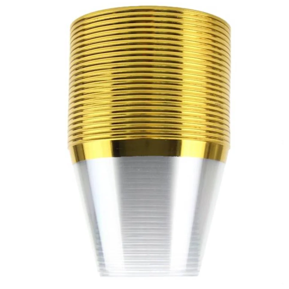 Factory Rose Gold Rimmed Plastic Cups 9/10/12/14/16 Oz Clear Old Fashioned Tumblers Fancy Wedding Party Customize color package