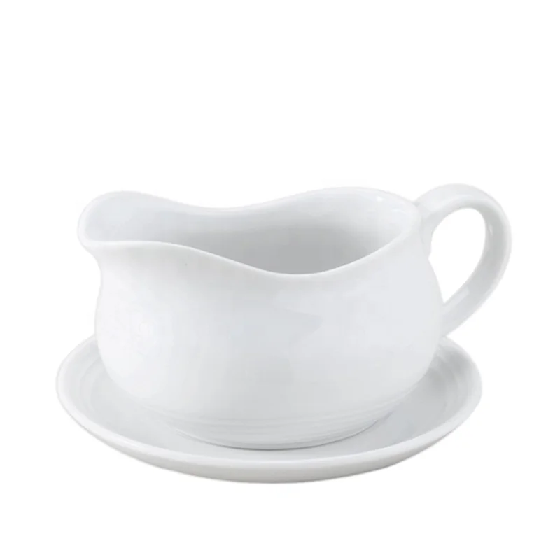 
24OZ Ceramic Hotel/Home Gravy Boat with Saucer 