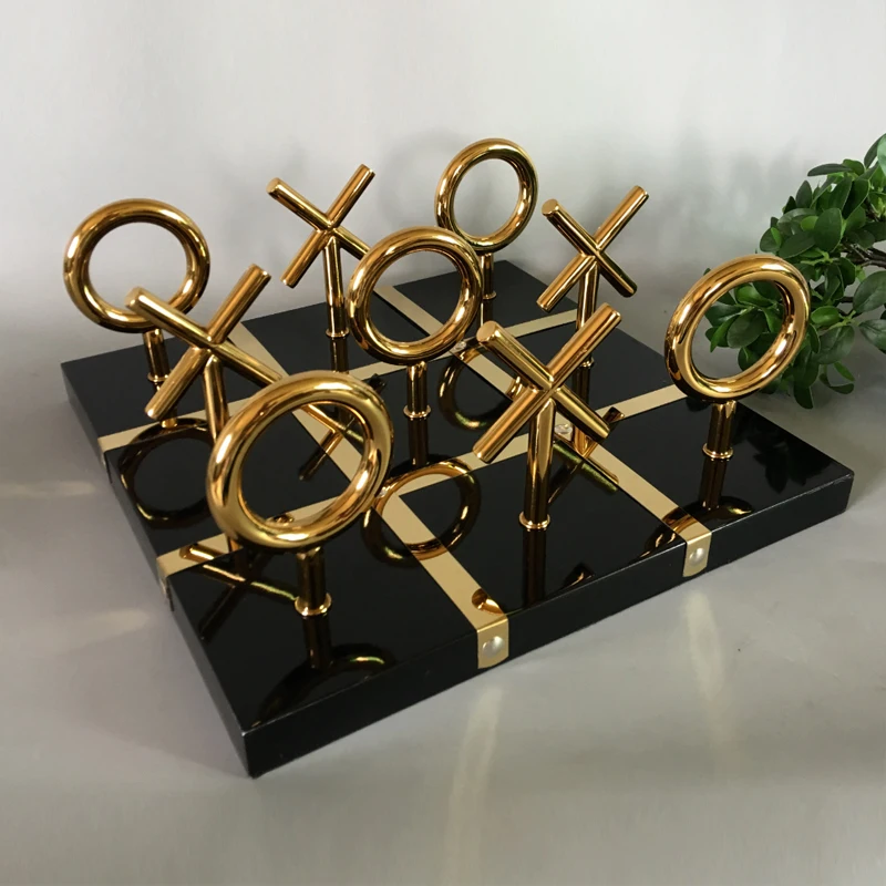 Современный центральный стол Декор для гостиной с золотыми большими буквами шахматная доска из нержавеющей стали орнаменты