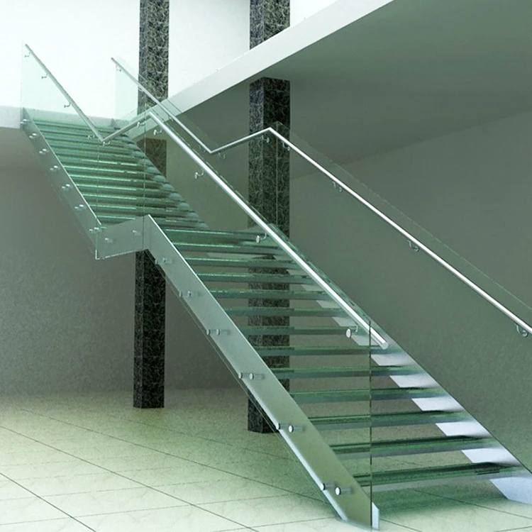 clear anti slip frosted laminated glass panels steps stainless steel metal quantity mono stringer stair prices