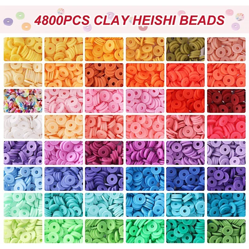 48 Colors DIY Handmade Ceramic Clay Porcelain Disc Beads Flat Polymer Round Clay Beads Bulk Bracelets Earrings Making Kits
