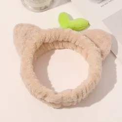 Elasticity Coral Fleece Bow Headbands Girls Cute animals Hair Band Headwear Women Face washing makeup Hair Accessories