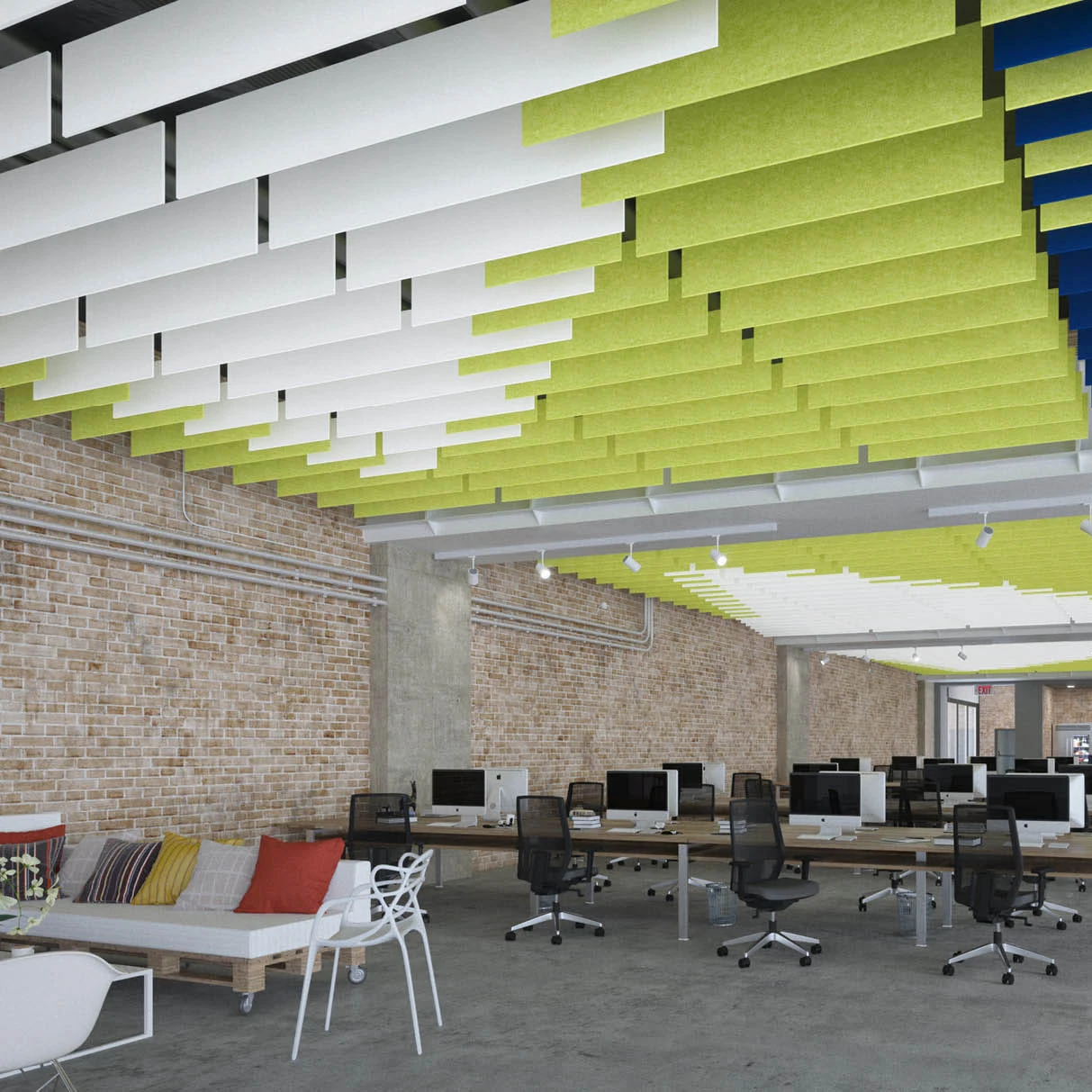 Interior workplace decoration sound proof strips boards beams multiple sizes 12/24 thickness PET felt acoustic ceiling baffles