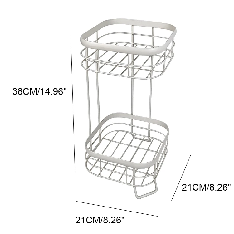 Kitchen Toilet Two Tier Standing Metal Multi Storage Basket Organizer Corner Shelf Shower Bathroom Rack Shelves