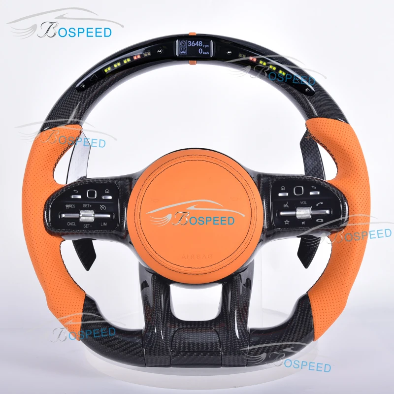 LED Carbon Fiber Steering Wheel For Mercedes Benz AMG W204 W205 W211 W203 W212 W176 W213 Cla W210 W124 W177 W221 Forged