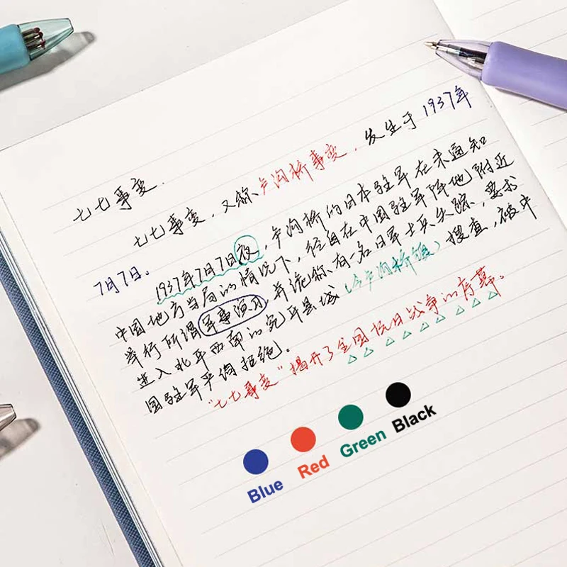 Deli  NS751 0.7mm Multicolor Ballpoint Pens Retractable Gel Pen Refill ink color Black Blue Green Red for Writing School