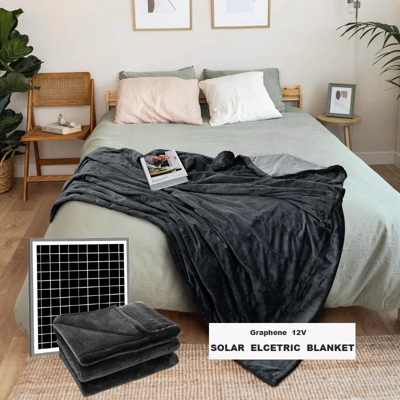 Digital 12V smart solar powered electric heated blanket electric heated throw blanket heating element for bed sofa