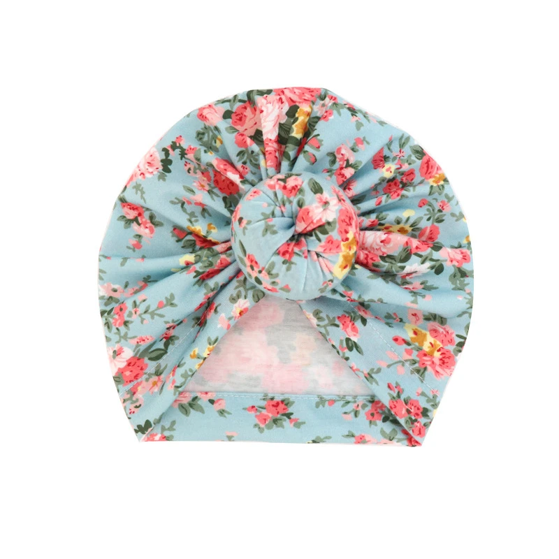 Kids Teens Baby Child Knot Pre-Tied Bonnet Printing Beanie Cap Doughnut Headwrap Turban