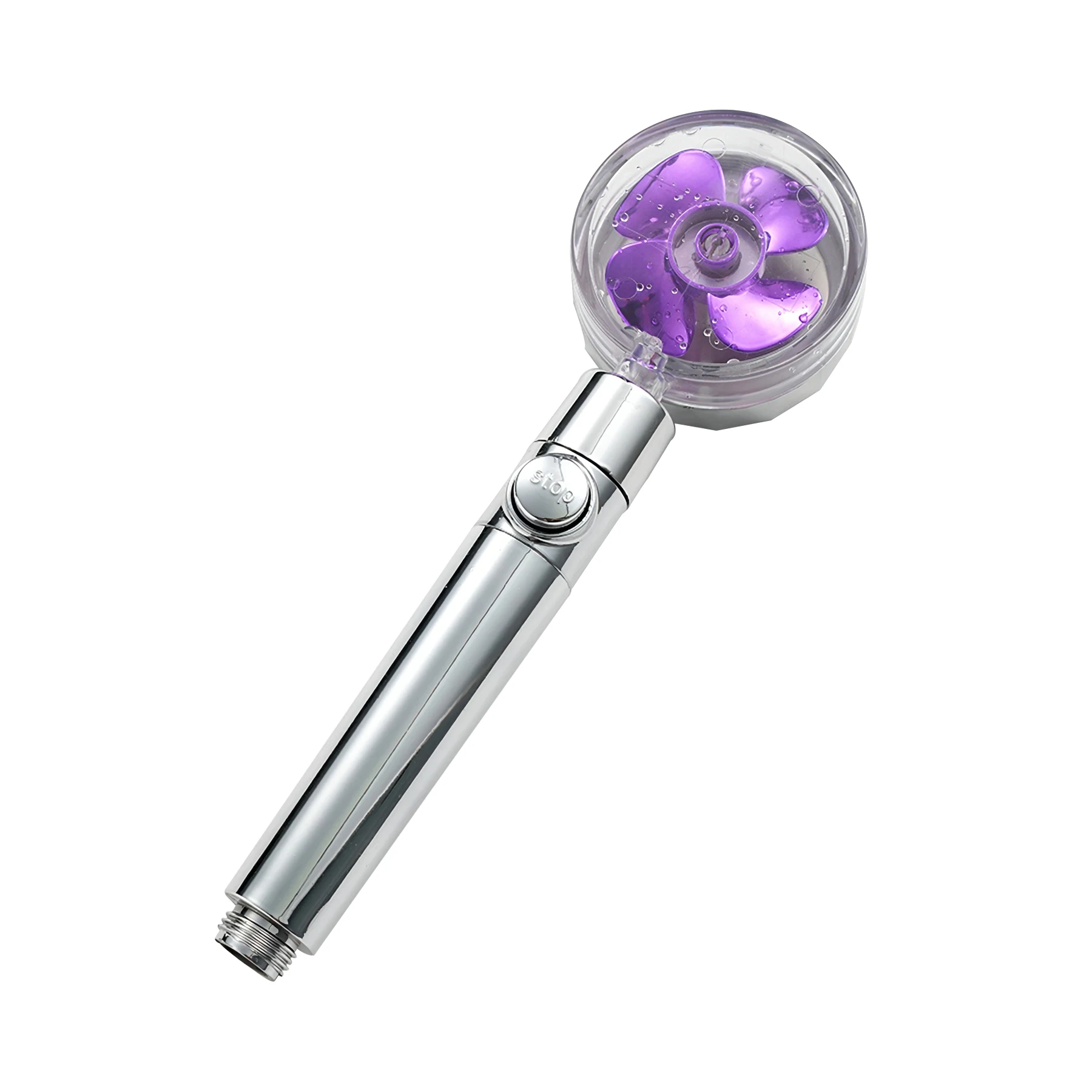 Bathroom Spa Chrome ABS Hand Held 360 Degree Spinning Removable Propeller Driven Shower Head