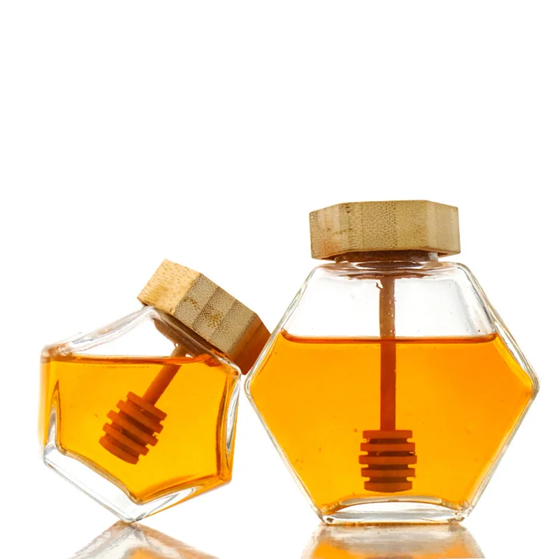 High quality hollow circular glass jam jar for storing and distributing bee honey