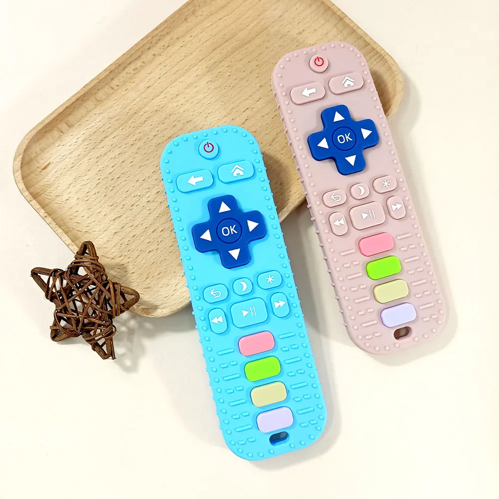 BPA Free Soft Silicone Phone Teether Remote Control Soother Teething Toys Placation Teether For Baby