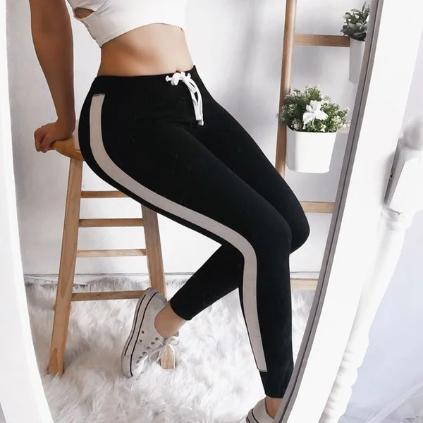 2019 New Sexy Women Fashion Slim Fit Striped Pants Yoga Running Pants Workout Leggings Fitness Gym Trousers Outdoor Leggings