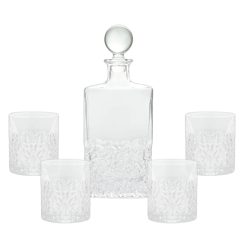 Customized Drinking Wine Glasses Set of 4 Clear Wine Glass Liquor Bottle Whiskey Decanter Set Glass Gift