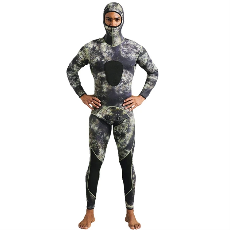 3MM Wetsuit Thickened Camouflage Spearfishing Wetsuit Neoprene Split Snorkel Freediving Suit for Men