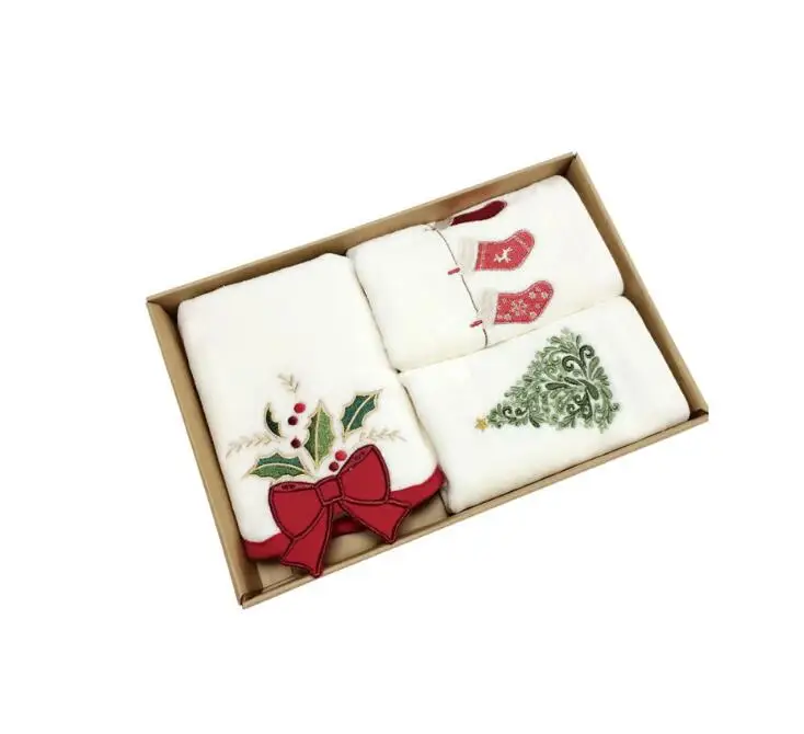 S-82 Hot selling blanket multi used cotton Christmas present cake gift face bath custom printing towel set