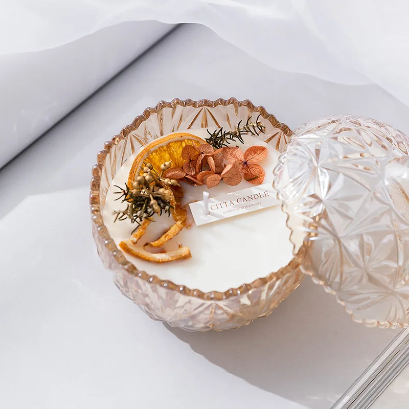 300ml Luxury Antique Style Double Wall Candle Holder Pink Color Candle Container Glass 3 Wick Candle Jar