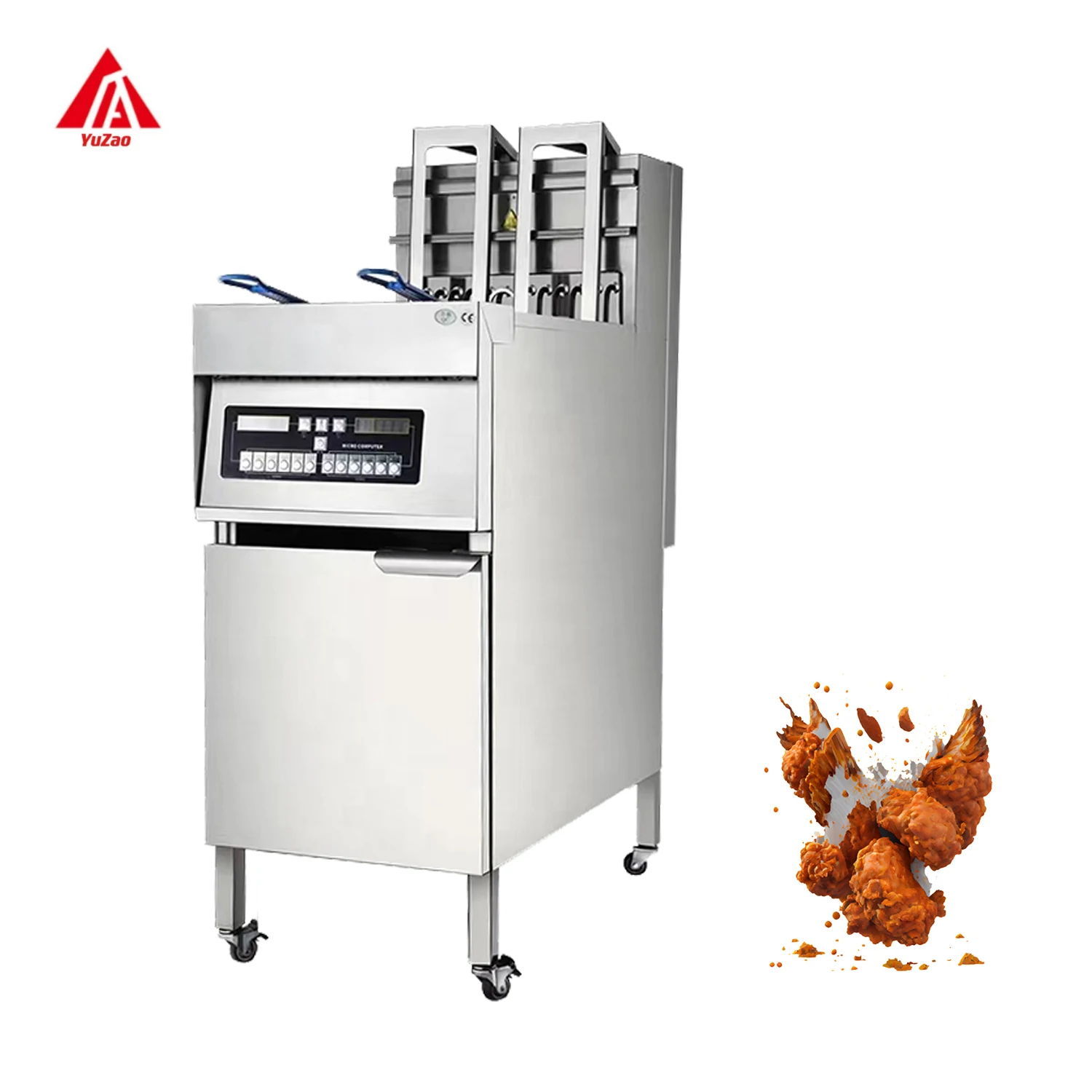 Vertical 304 Stainless Steel Lifting Blast Furnace Fryer Double tank Electric Deep for French Fries