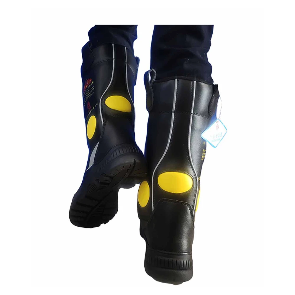 Fire resistant safety boots fire safety men shoes fireman boots with CE standard firefighting leather boots