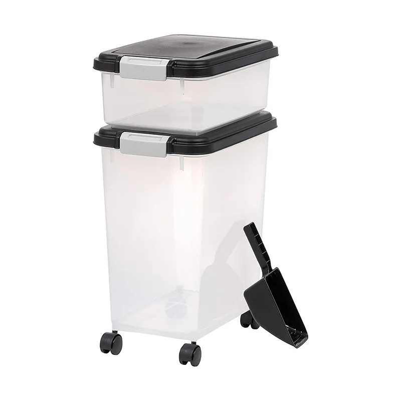  3 Piece Large Capacity Clear Plastic Airtight Pet Food Storage Container Combo with