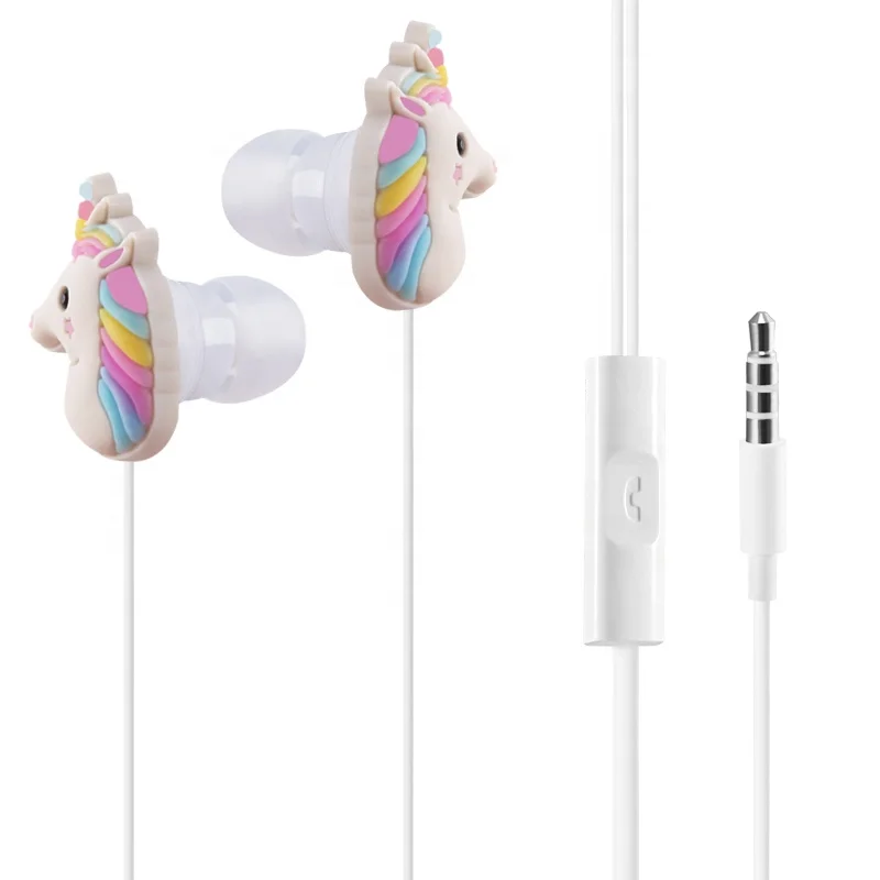 Amazon Hot Selling Unicorn Rainbow Horse Cartoon Earphones Perfect Christmas Birthday Gift For Kids