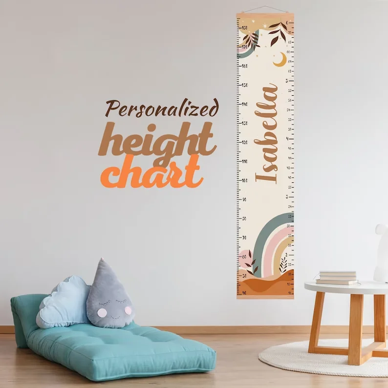 Baby Growth Chart Height Chart Custom pattern Baby nursery height chart hanger for wall decor