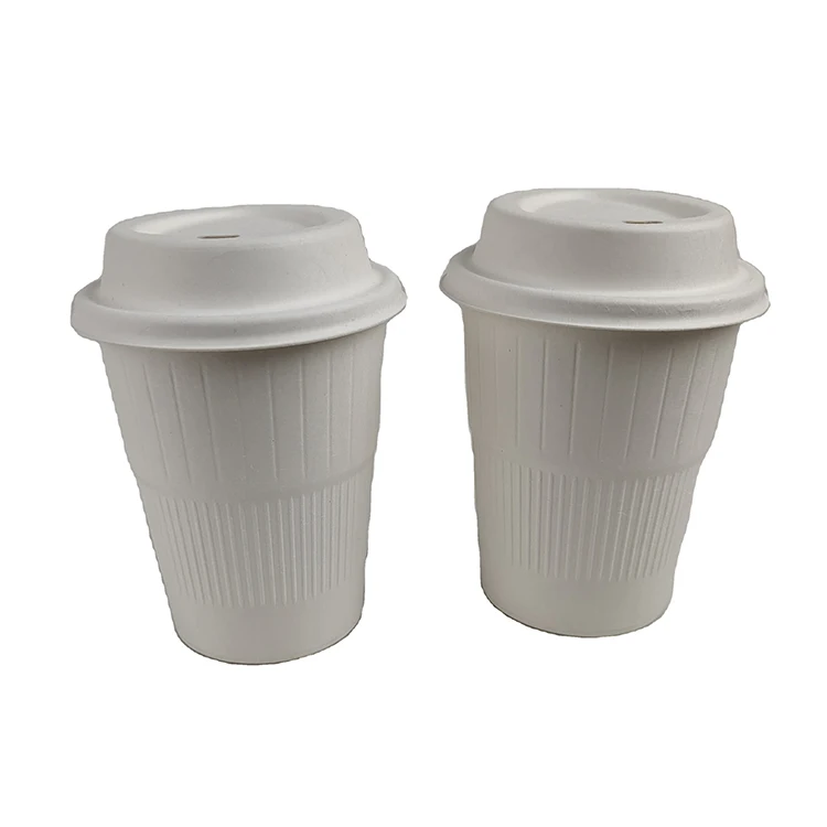 Compostable good quality bagasse sugarcane cup lid 90mm for 12oz 16oz 20oz coffee cup with lid