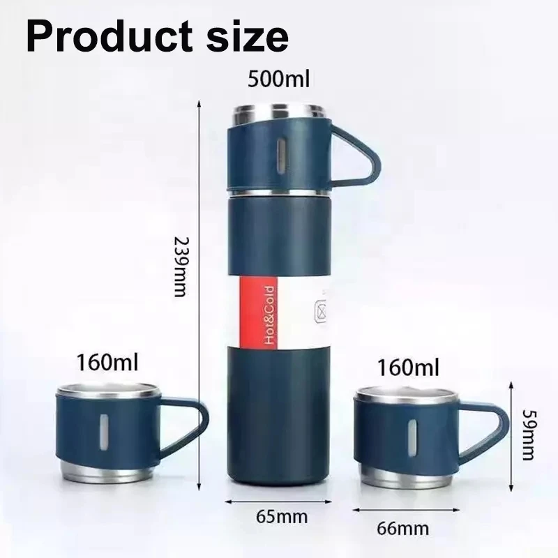 Custom Logo Portable Business 500ml vacuum flask set gift box Stainless Steel Thermal Coffee And Tea Flask Water Bottle