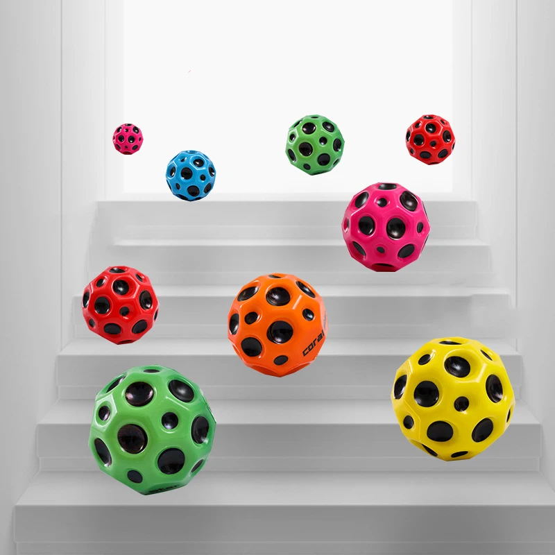 CXL Novelty Polygon Solid Logo print Fast Rising Squeeze Toys Stress Moon  Eva PU Foaming Bouncing ball for promotion toys