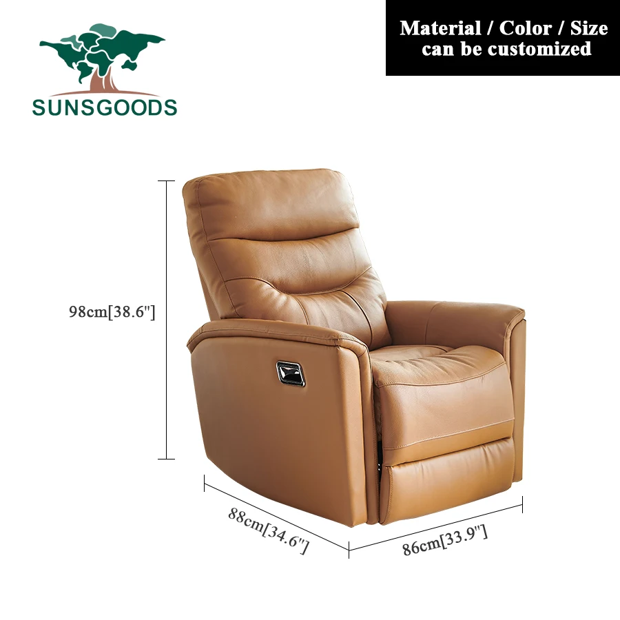 Manual or Electric Single Relax European Lazy Boy Modern Leisure Genuine leather Customized Color Reclining Chairs For Sale
