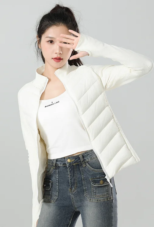 Goose Down Jacket Women Windproof Slim Outdoor Sports Running Yoga Jacket