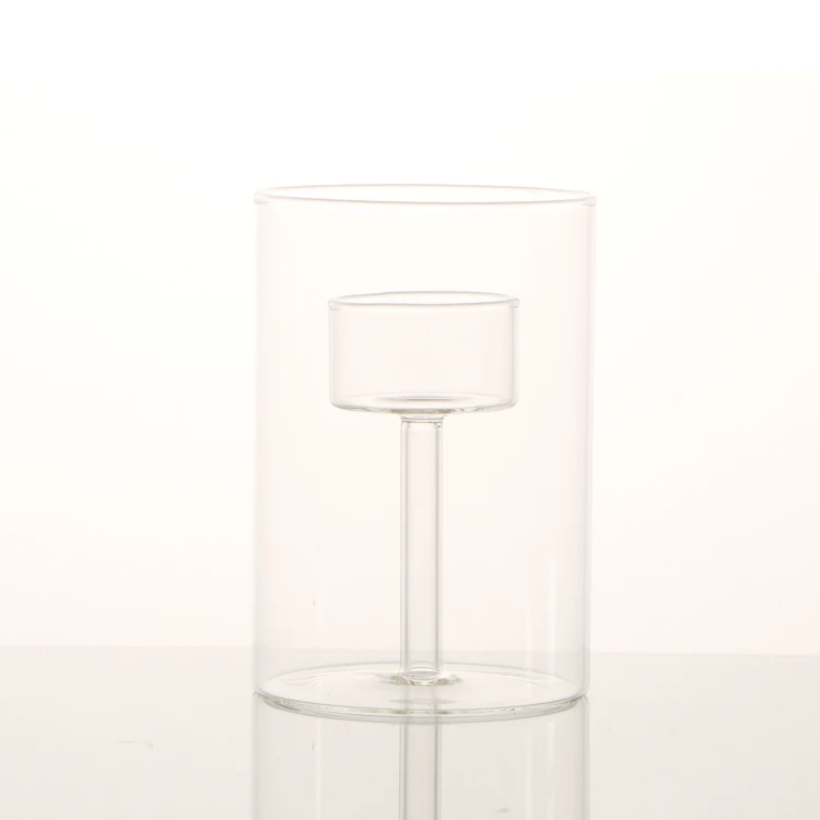 Different Size clear Cylinder Glass Wedding Tealight Candle Holder