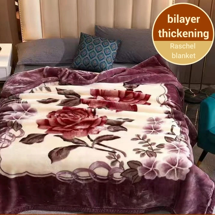Amity Factory Thickened Blanket Printed Winter Double Layer Warm Blanket Home Raschel Cover Blanket