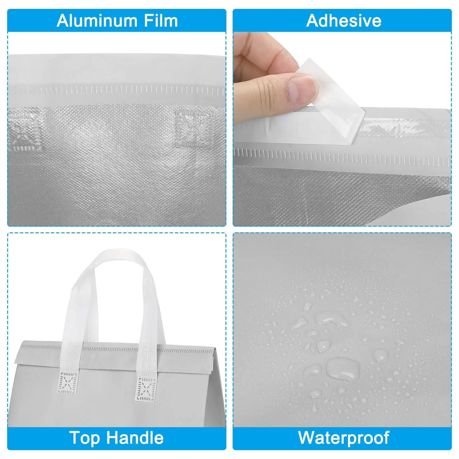 Custom Cooler Lunch Bag Waterproof Non-Woven Grocery Thermal Bag Letter Aluminum Foil Food Insulated Take Away Bag For Delivery