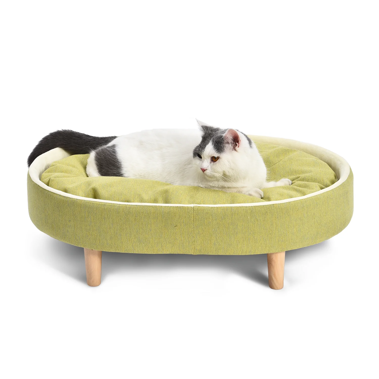 Зеленый желтый щенок маленький круглый съемный коврик Pet Cot Овальный повышенный диван-кровать для