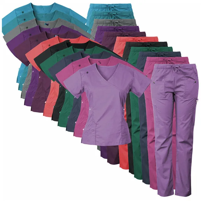 Breathable Hospital Scrubs Uniform Suits Easy-Wash Medical Nursing Scrubs