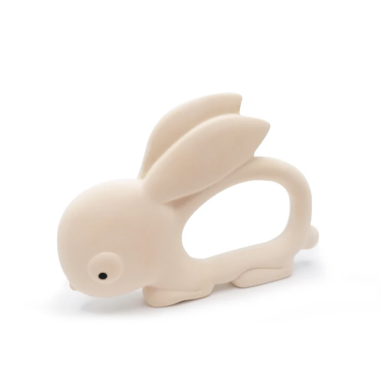 Natural Rubber Latex Bunny Teething Toys for Newborn Infants Toddlers Never Drop Baby Chew Toys for Sucking Needs