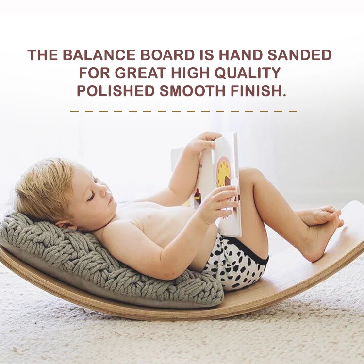 Xiair Montessori Wooden Rocker Wobble Curvy Balance Board Horse Trainer Fitness Wobble Board For Kids