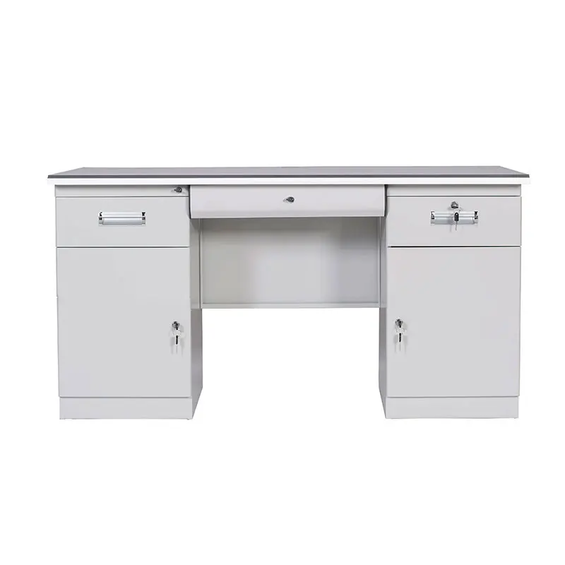 Modern Convertible Single Person Steel Computer Desk with Lockable Drawer Modular Office Workbench for Staff & Finance