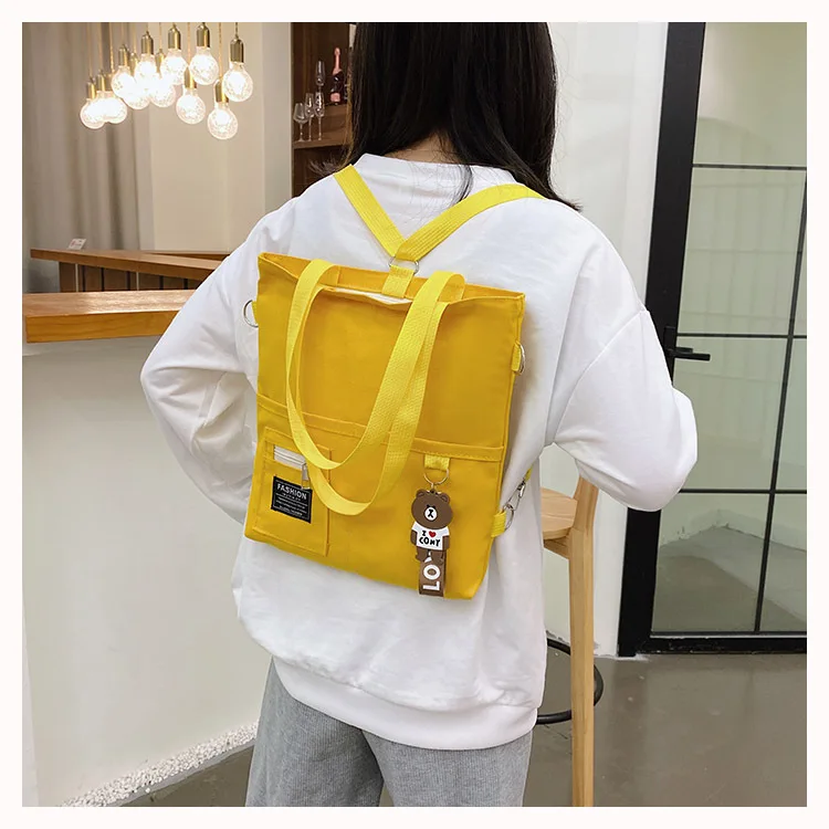 black shopper bag tote bag cotton canvas shopping bag with bear