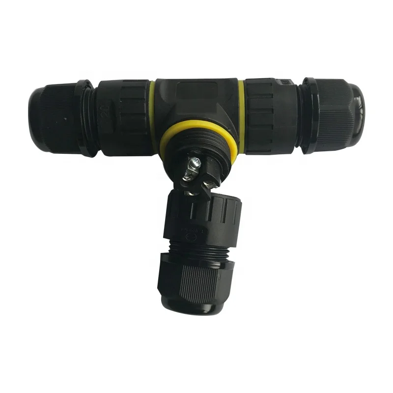 3 4 Pin Screw Type Original Manufacturer Strong Sealed Lighting Electrical Waterproof T Shape Connector IP68
