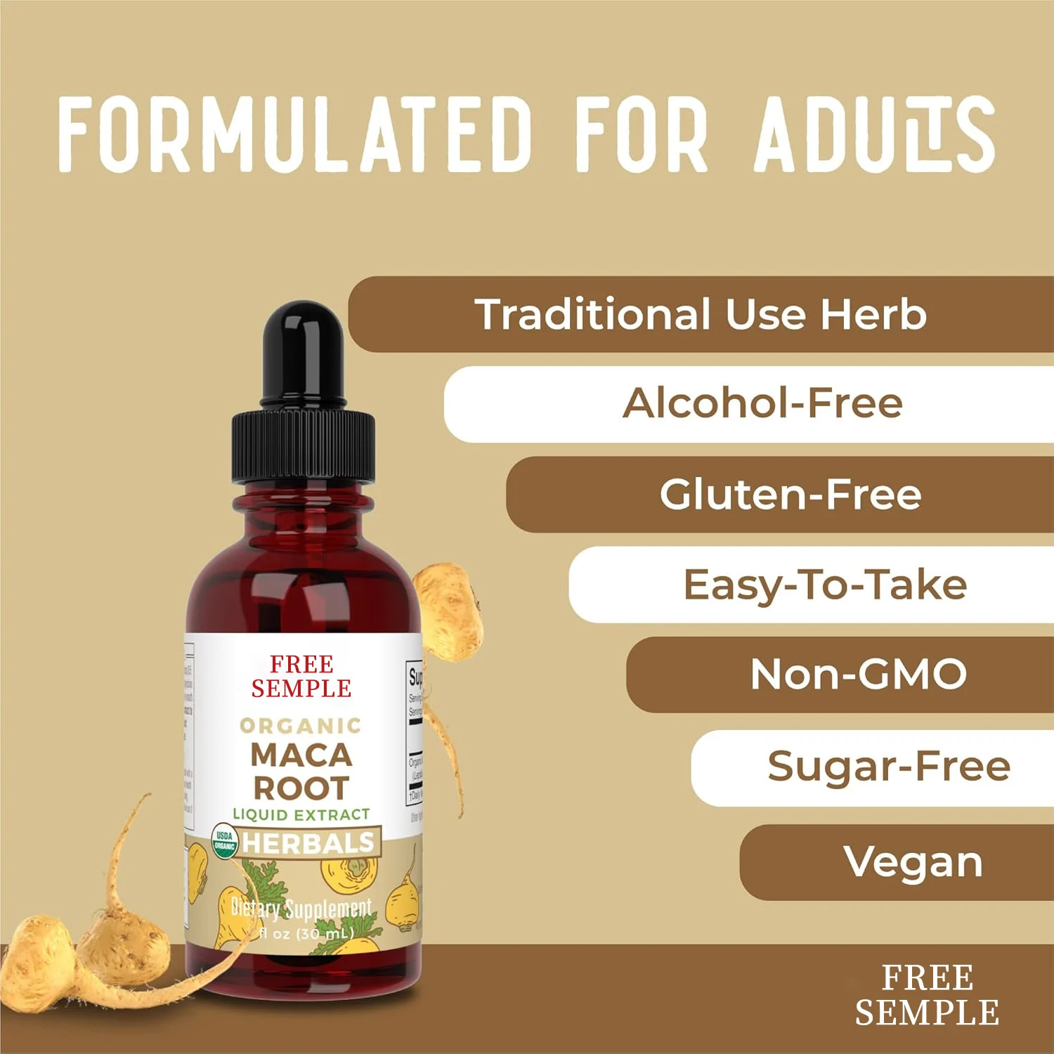 Free Sample Private Label Maca Root Liquid Drops Natural Oral Supplement Women Men Supports Hormone Balance Mood Energy Fitness